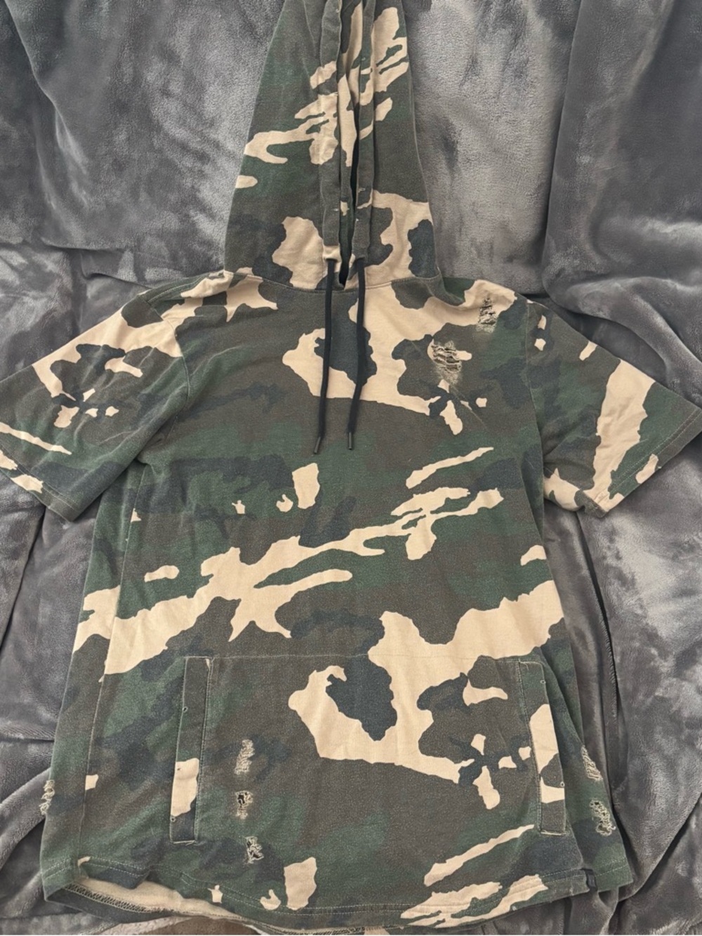 Ninth Hall Distressed Camo Hooded Shirt
